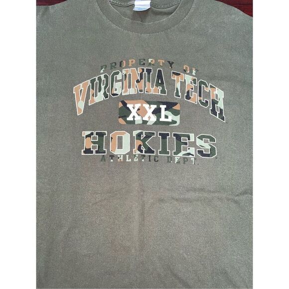 Virginia Tech Hokies Mens Green Camouflage Short Sleeve Tee Shirt Size X-Large - Picture 2 of 7